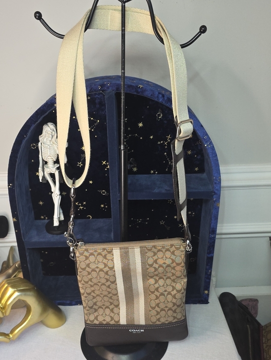 Coach Handbags - Coach Signature Stripe Mini C Crossbody Bag
